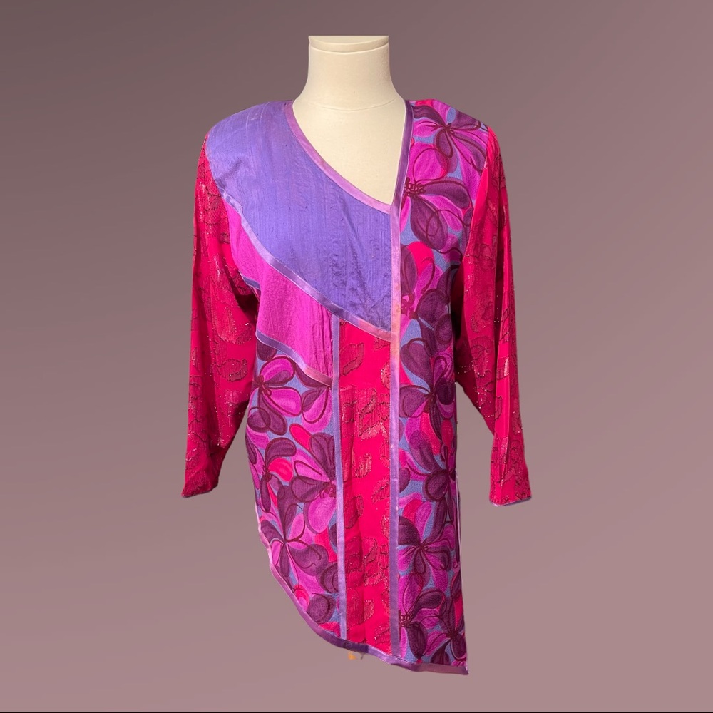 Maggie Shepherd Vintage 80s Asymmetrical Tunic Top Size Small